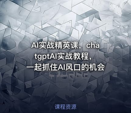 AI实战精英课，chatgptAI实战教程，一起抓住AI风口的机会
