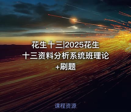 花生十三|2025花生十三资料分析系统班理论+刷题