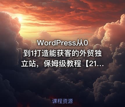 WordPress从0到1打造能获客的外贸独立站，保姆级教程【21节课】【25年更新】