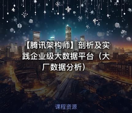 【腾讯架构师】剖析及实践企业级大数据平台（大厂数据分析）
