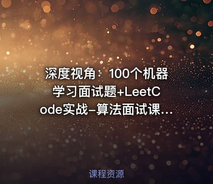 深度视角：100个机器学习面试题+LeetCode实战-算法面试课-第四期-附源码资料