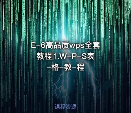 E-6高品质wps全套教程|1.W-P-S表-格-教-程