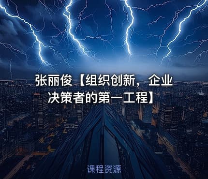 张丽俊【组织创新，企业决策者的第一工程】