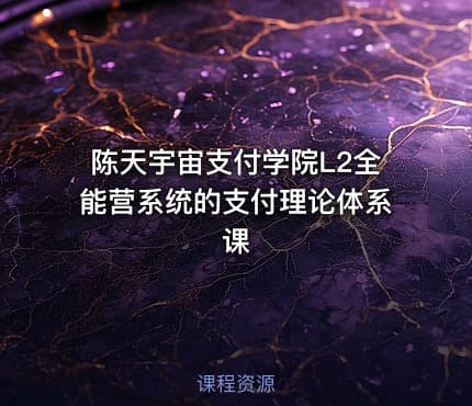陈天宇宙支付学院L2全能营系统的支付理论体系课