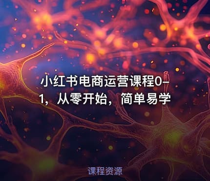 小红书电商运营课程0-1，从零开始，简单易学