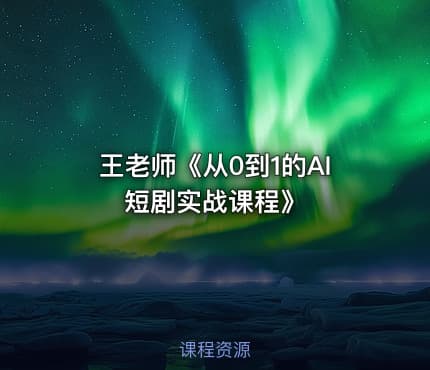 王老师《从0到1的AI短剧实战课程》