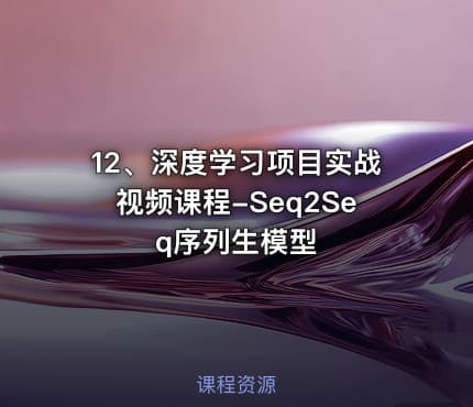 12、深度学习项目实战视频课程-Seq2Seq序列生模型