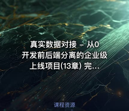 真实数据对接 - 从0开发前后端分离的企业级上线项目(13章) 完整版