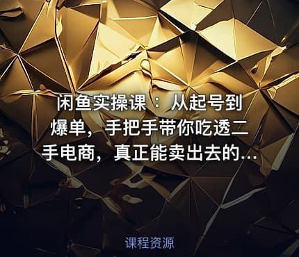 闲鱼实操课 ：从起号到爆单，手把手带你吃透二手电商，真正能卖出去的实战指南