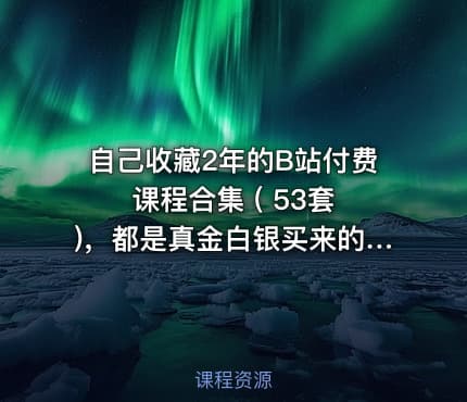 自己收藏2年的B站付费课程合集 ( 53套 )，都是真金白银买来的，总价值超过5000