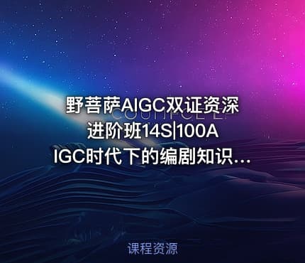 野菩萨AIGC双证资深进阶班14S|100AIGC时代下的编剧知识框架