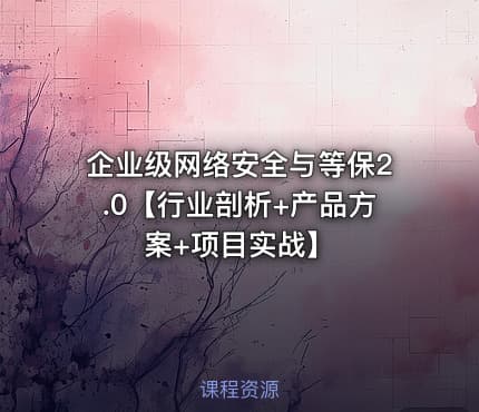 企业级网络安全与等保2.0【行业剖析+产品方案+项目实战】