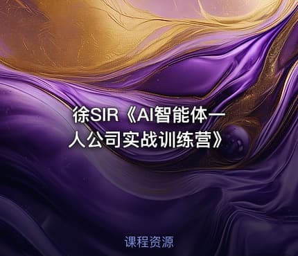 徐SIR《AI智能体一人公司实战训练营》