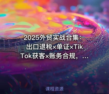 2025外贸实战合集：出口退税×单证×TikTok获客×账务合规，一套打通全流程