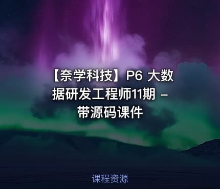 【奈学科技】P6 大数据研发工程师11期 - 带源码课件