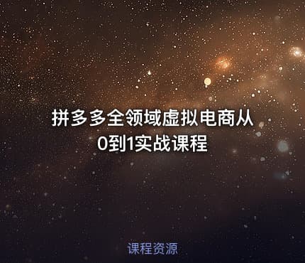 拼多多全领域虚拟电商从0到1实战课程