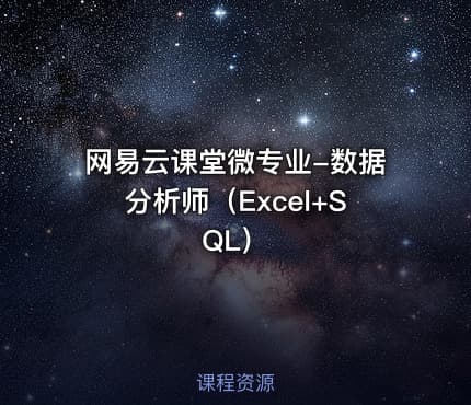 网易云课堂微专业-数据分析师（Excel+SQL）