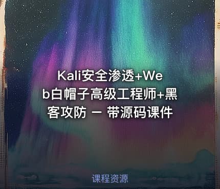 Kali安全渗透+Web白帽子高级工程师+黑客攻防 – 带源码课件