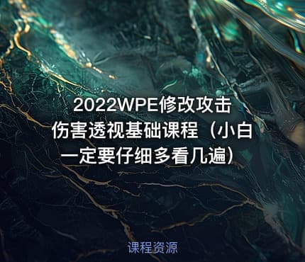 2022WPE修改攻击伤害透视基础课程（小白一定要仔细多看几遍）