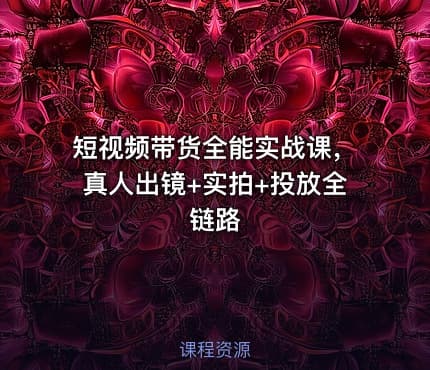 短视频带货全能实战课，真人出镜+实拍+投放全链路