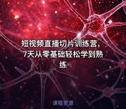 短视频直播切片训练营，7天从零基础轻松学到熟练
