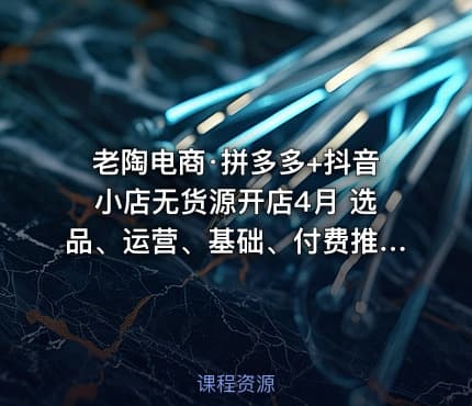老陶电商·拼多多+抖音小店无货源开店4月 选品、运营、基础、付费推广、爆款案例等