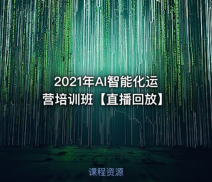 2021年AI智能化运营培训班【直播回放】