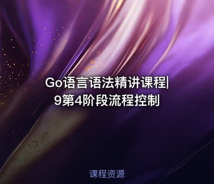Go语言语法精讲课程|9第4阶段流程控制