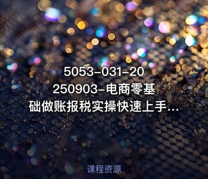 5053-031-20250903-电商零基础做账报税实操快速上手从0-1学会套账建立做账准备企业税务申报
