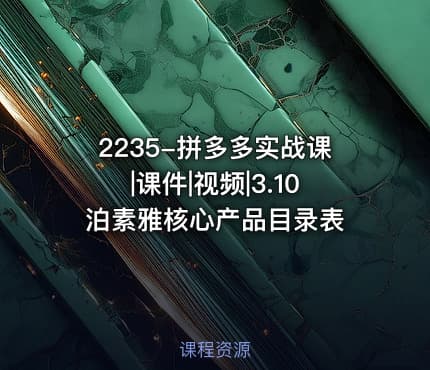 2235-拼多多实战课|课件|视频|3.10泊素雅核心产品目录表