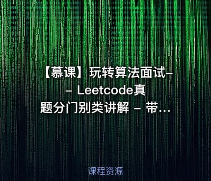 【慕课】玩转算法面试-- Leetcode真题分门别类讲解 - 带源码课件