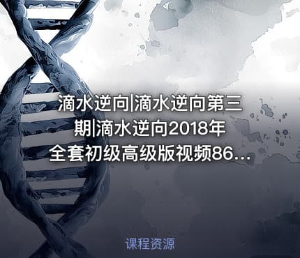 滴水逆向|滴水逆向第三期|滴水逆向2018年全套初级高级版视频86g