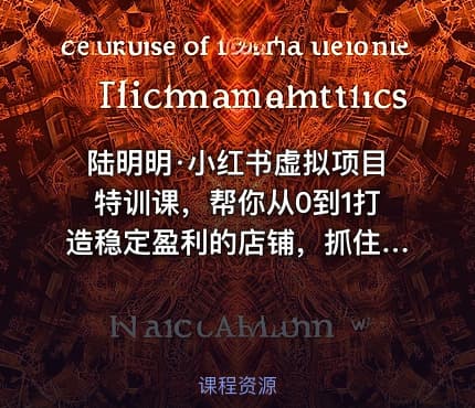 陆明明·小红书虚拟项目特训课，帮你从0到1打造稳定盈利的店铺，抓住流量红利