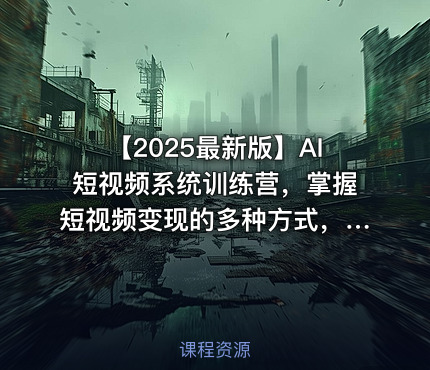 【2025最新版】AI短视频系统训练营,掌握短视频变现的多种方式,结合AI技术提升创作效率